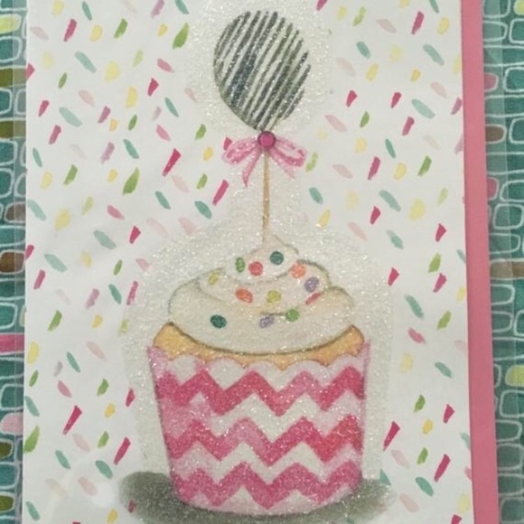 3 Greeting Cards Handmade Blank Envelopes Glitter Balloons Ribbon Cupcake Arrows - Picture 7 of 11